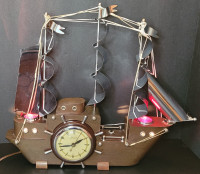 Vintage MCM United Clock Corp Clipper Ship Clock Lamp Model 811