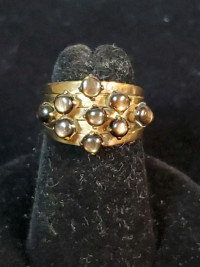 Antique 14K Yellow Gold Ring Onix Stones Size 5.5 check pictures