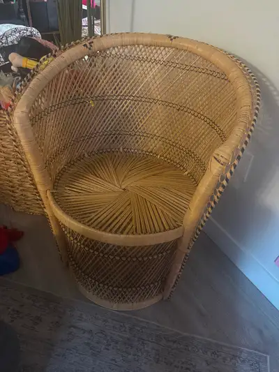 Vintage rattan wicker accent chair, View more