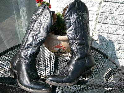 Cowboy Boots black genuine leather excellent conditions., View more