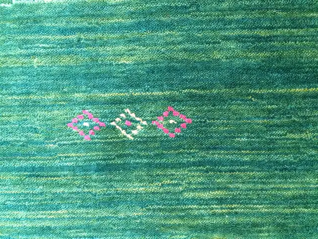 Green, wool Gabbeh rug with geometric figures, designs in Rugs, Carpets & Runners in Ottawa - Image 9
