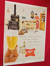 ORIGINAL 1956 MILLER HIGH LIFE VINTAGE BEER AD - RETRO 50S
