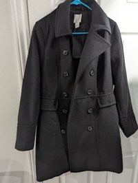 H & M Ladies Spring Fall Black Double Breasted Jacket Size 12