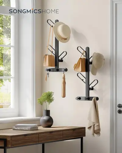  Set of 2 Wall Mounted Coat Rack per Shelf with 7 Hooks , View more