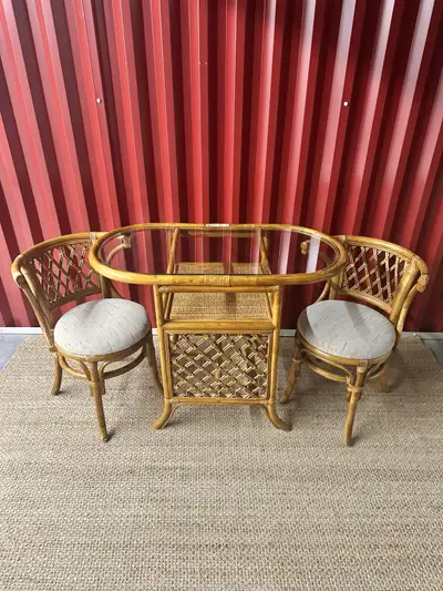 Vintage Rattan Bistro Set, View more