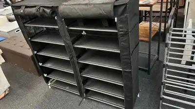 Black 6-Tier Double Shoe Rack, Set of Two, View more
