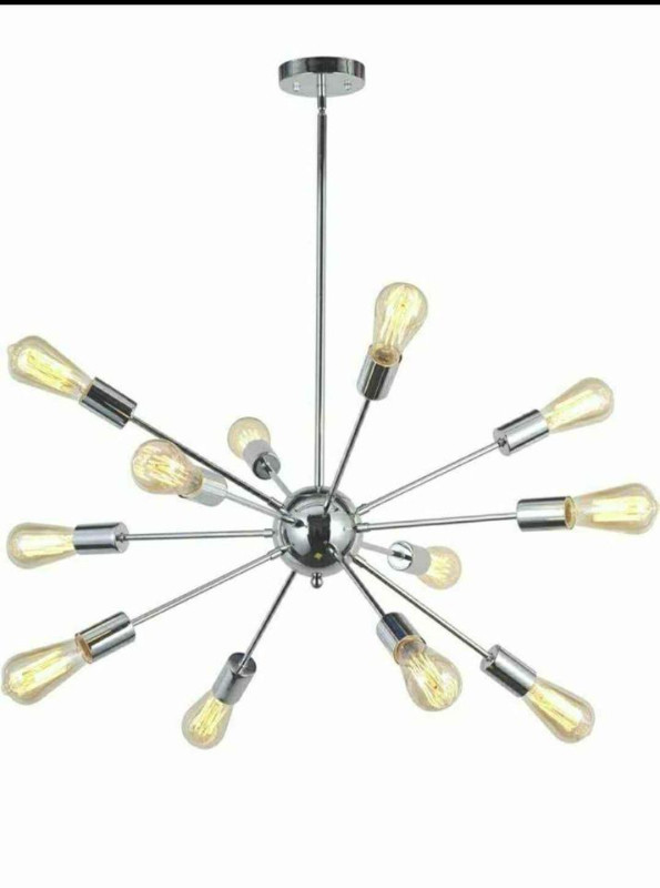 12 Lights Mid Century Modern Sputnik Chandelier, Silver in Indoor Lighting & Fans in Hamilton - Image 2