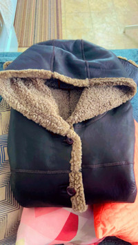 Hooded Sheepskin leather jacket $650