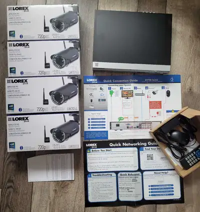 Lorex wireless security system. It comes with four 720p wireless HD security cameras (model LW3211)...