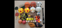 Ball for soccer; Ball for basketball; Tennis balls