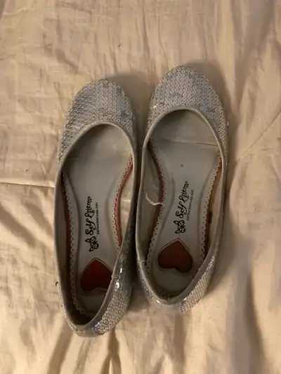Silver sequin shiny shoes- size 8 woman, View more