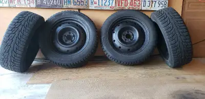 Lightly used set of Hankook iPike winter tires and rims for sale. 205/55/R16, 5x100 bolt pattern. A...