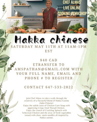 Join Chef Almas' Hakka Chinese Cooking Workshop - Live Online!