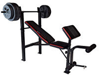 Bench press and weights for sale.