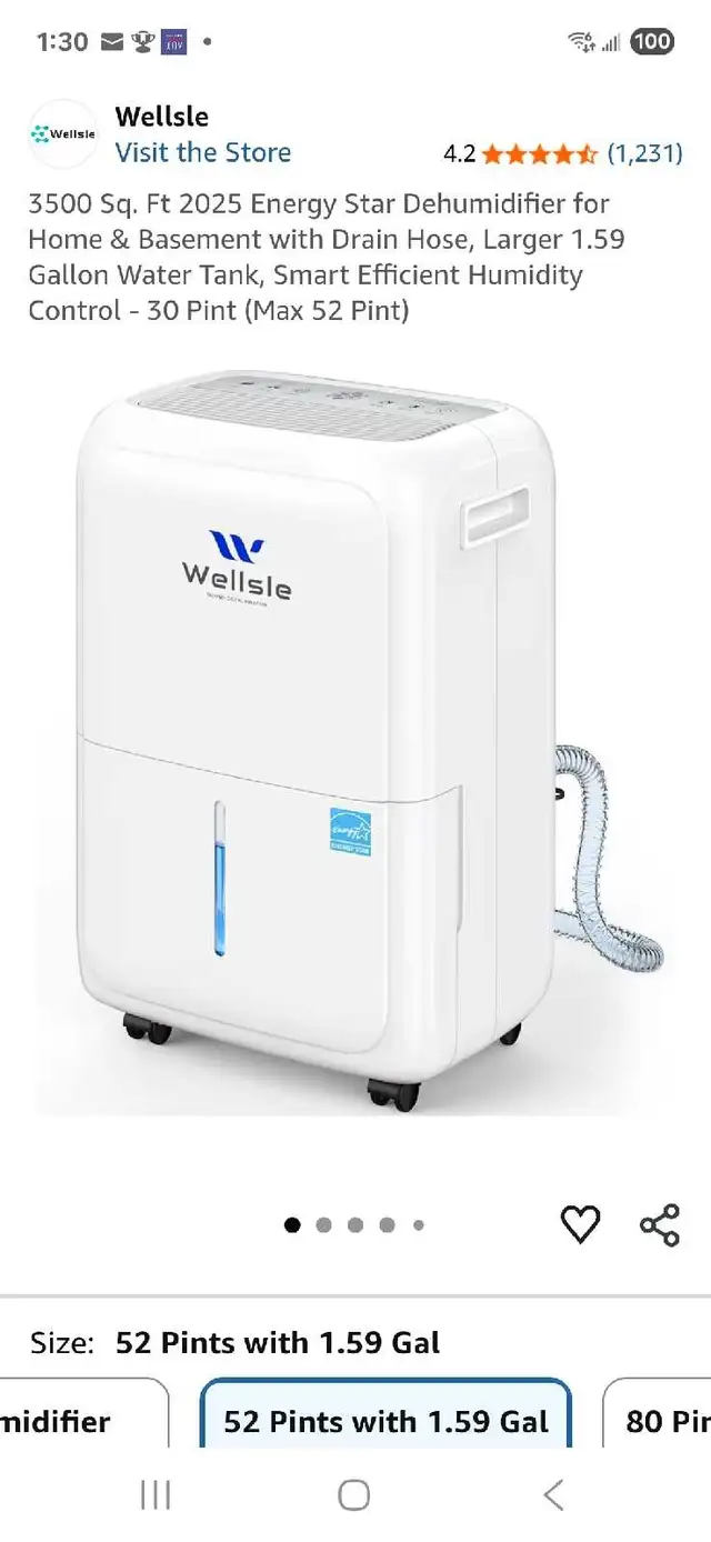 Wellsle Dehumidifier.  New64959975222147120
