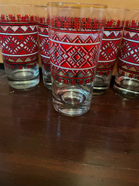 Ukrainian embroidered design glassware vintage