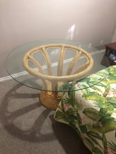 Mid-century rattan dining table, View more
