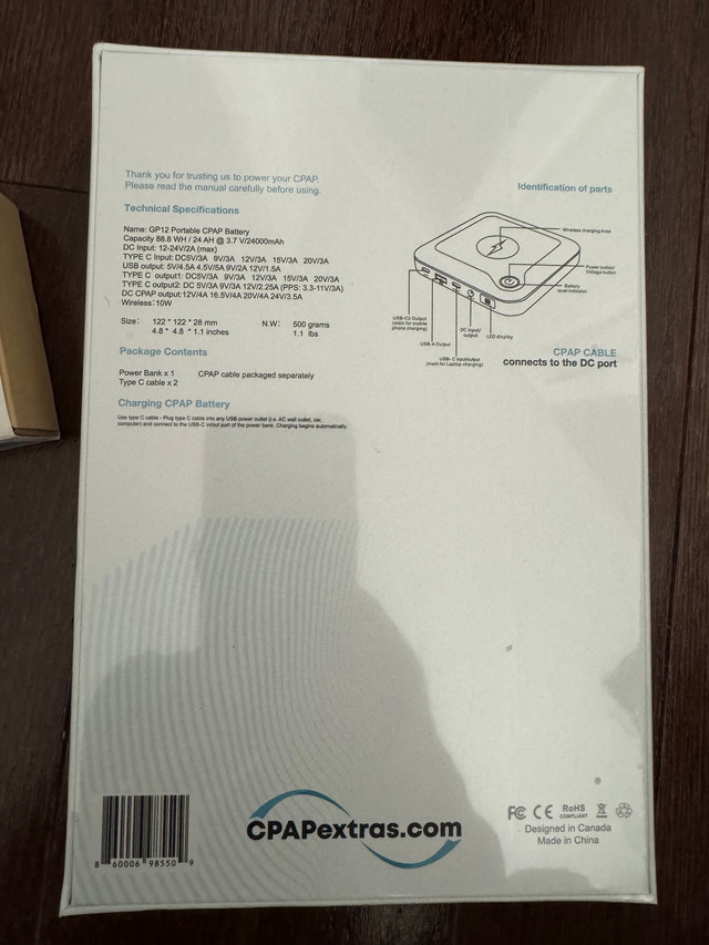 CPAP external battery pack for traveling Brand new sealed in Health & Special Needs in Calgary - Image 2