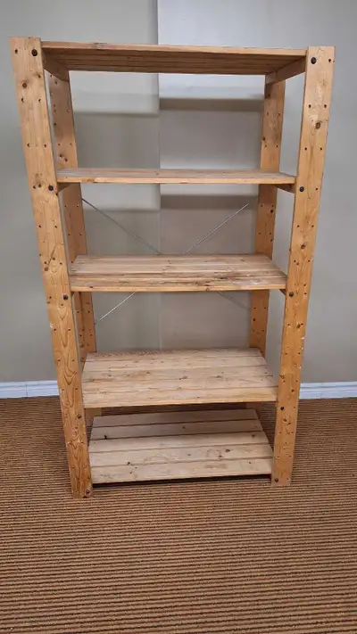 Wooden adjustable shelving unit, View more