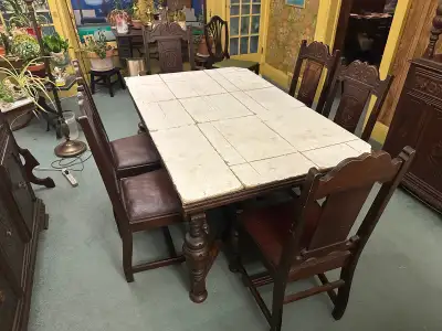 Free nine piece Jacobian antique dining room set, View more