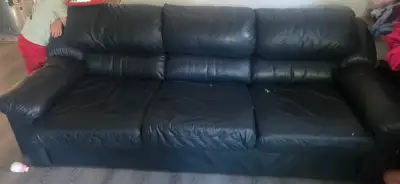 Free black leather couch, View more