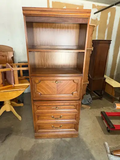 Free delivery used Vintage Wood Secretary Desk with Hutch, View more