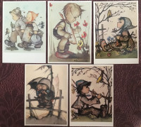 Set of Five Vintage Hummel Postcards