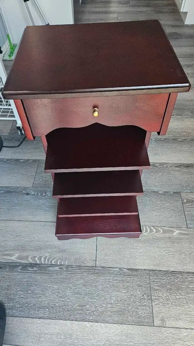 red cherry wood magazine stand/ mobile organizer  in Bookcases & Shelving Units in Edmonton - Image 5