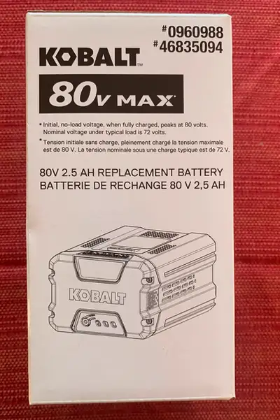 Brand NEW 80V KOBALT 2.5 Ah battery factory sealed box, View more