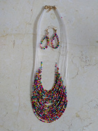 Beaded earring and necklace set