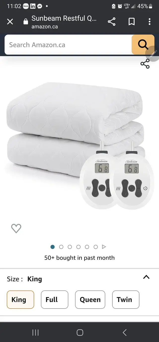 Sunbeam Heated King  Mattress Cover in Bedding in City of Toronto - Image 7