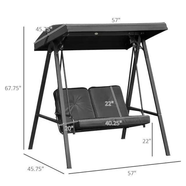  2 Seater Covered Outdoor Swing Chair Porch Swing Bench Lounger  in Patio & Garden Furniture in Markham / York Region - Image 4