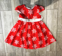 Girls Christmas Dress Snowflake Print with Bowknot Belt 130 cm