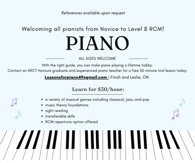 Piano Lessons $30/hr - North York, View more