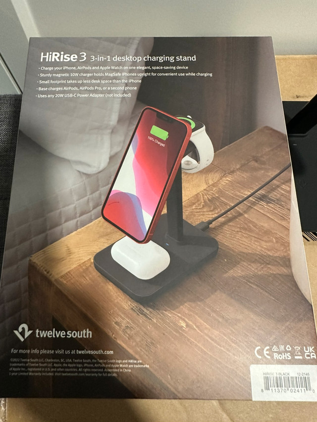 Twelvesouth HiRise 3 iPhone Watch charging stand  in Cell Phone Accessories in Markham / York Region - Image 2