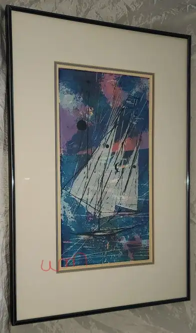 Original Abstract Artwork, Serigraph, of Sail Boats by Howard Bradford (1919-2008), Titled, 'Regatta...