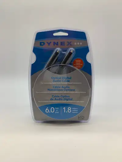 New Dynex optical (Toslink) audio cable. 6ft length, ideal for connecting TV, sound system, or recei...