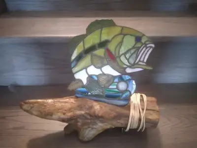 Stained Glass "Bass" with light, View more
