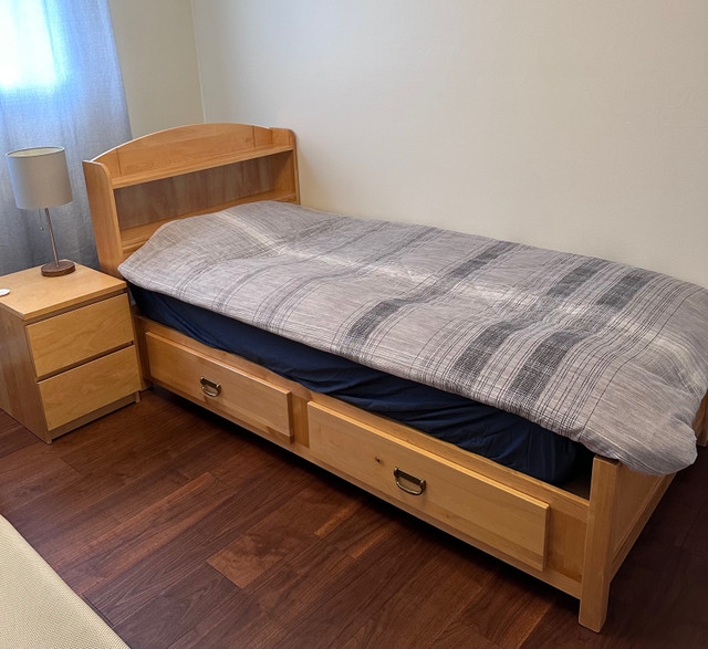 Twin bed with mattress, dresser and side chest | Beds & Mattresses | City  of Toronto | Kijiji