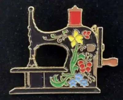 Vintage Clotilde Sewing Machine Brooch Pin Marked Clotilde 20 Years 1971-1991 Pickup from Charleswoo...