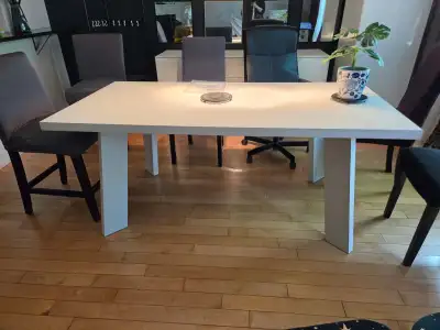 Minimalist Large White Wooden Dining Table / Desk, View more