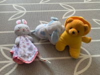 nursery stuffed animal, teething toy, bunny infant blanket