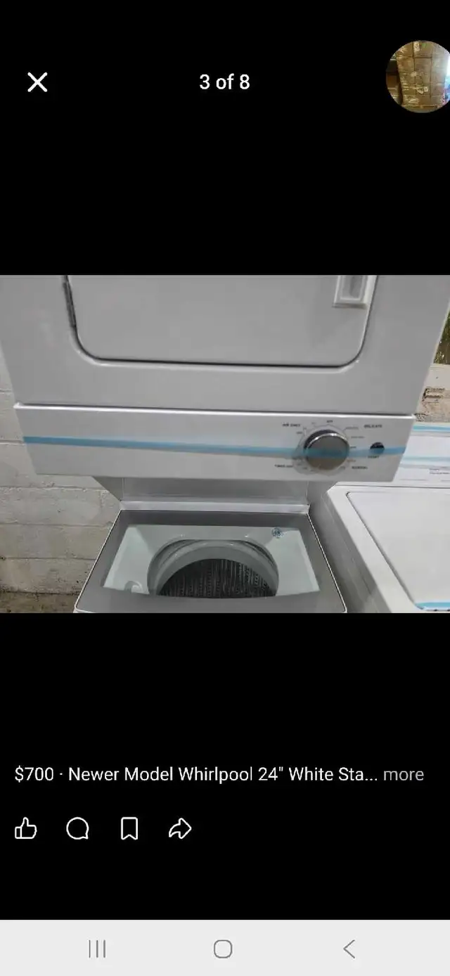 whirlpool 24 w stackable 2 in 1 washer ELECTRIC dryer  in Washers & Dryers in Mississauga / Peel Region - Image 3