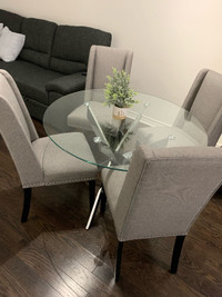 Clear Glass Dining Table (Round) with Chrome Base