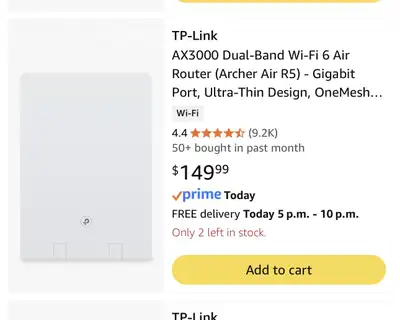 TP-Link Ultra Thin AX3000 Wi-Fi 6 Archer Air R5 Router, View more