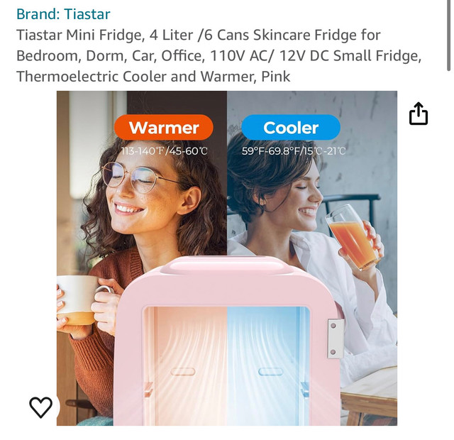 Pink Mini Fridge, 4L Skincare Fridge Cooler and Warmer in Refrigerators in London - Image 3