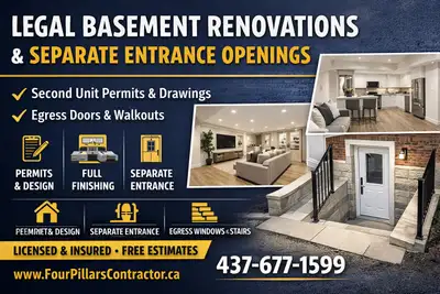 legal basement renovation, View more