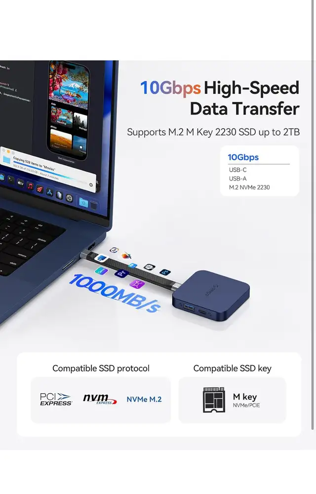 ORICO 10Gbps Magnetic M.2 Docking Station, 6-in-1 USB C HUB in General Electronics in Mississauga / Peel Region - Image 10