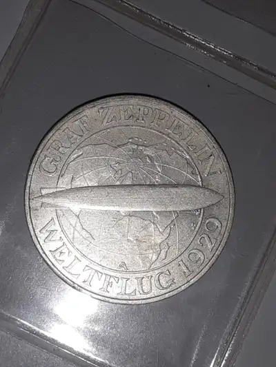 Germany, Weimar Republic (1919-1933). 3 Reichsmark. To Commemorate Graf Zeppelin LZ 127 Flight aroun...