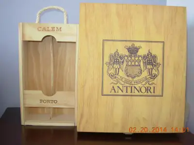 Boite/gift box bois de collection,Calem porto 2 bouteilles, View more